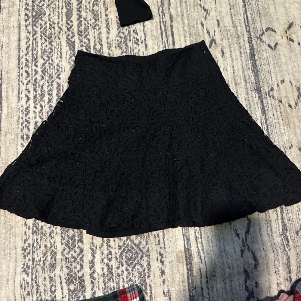 Express Black A-Line Lace Skirt
